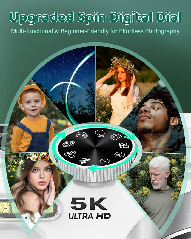 Alt view image 6 of 7 - 5K Digital Camera WiFi Cameras for Photography 75MP UHD Autofocus Vlogging 5K 75MP White, WiFi Autofocus Vlogging Camera for YouTube, Compact 3" 180° Flip Screen, 18X Zoom, 32GB Card, Batteries