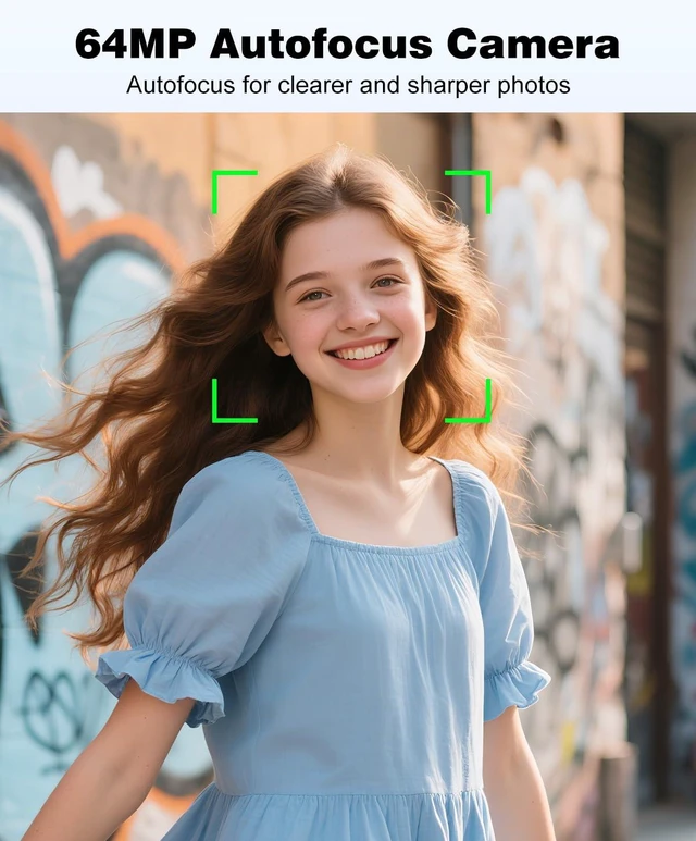 Alt view image 3 of 7 - 4K Digital Camera for Photography, Autofocus 64MP Vlogging Camera for YouTube Video, Rear and Front Cameras, 16X Zoom Compact Anti-Shake Camera for Teens with 2 Batteries, 32GB Card, Black