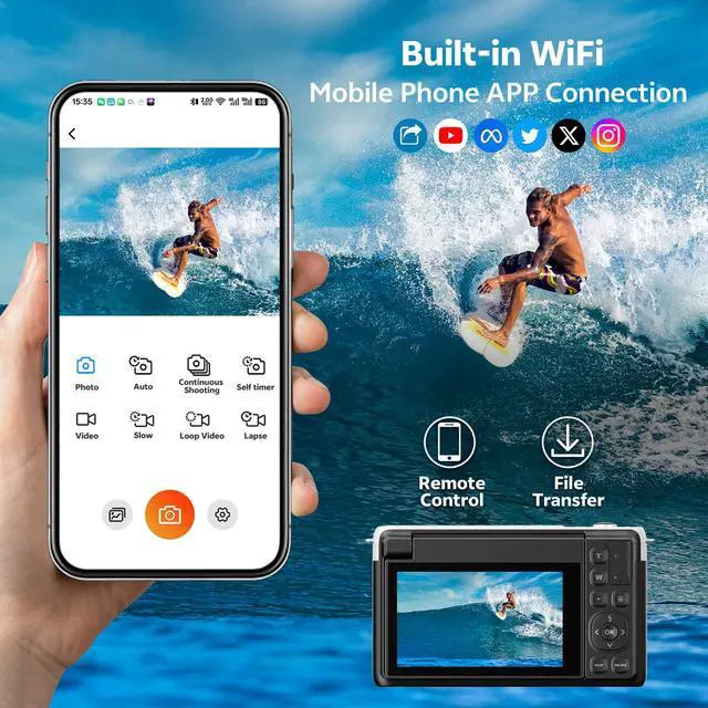 Alt view image 3 of 7 - 4K Digital Camera for Photography, 75MP Vlogging Cameras with Flip Screen | Built-in Wifi, 2500 mAh Battery, Autofocus, 16x Zoom, App Control, Compact Travel Camera for Beginners, Teens, Kids, Black