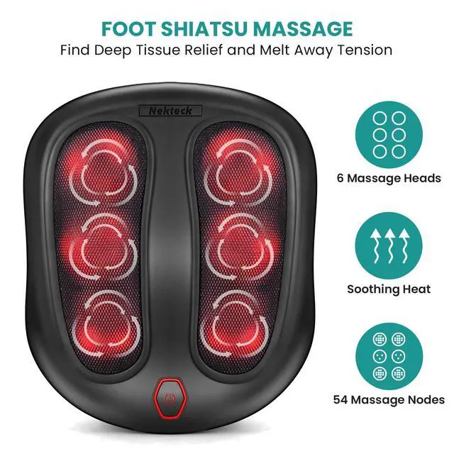 Alt view image 3 of 7 - Foot Massager with Heat, Shiatsu Heated Electric Kneading Foot Massager Machine for Neuropathy, Plantar Fasciitis, Feet Massage for Pain Relief, Circulation, Ideal Gifts for Man Woman Her Him