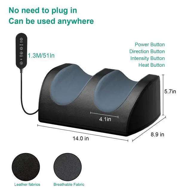 Alt view image 5 of 7 - Rechargeable Foot Massager with Heat, Cordless Shiatsu Foot Massager for Cord Remote Control, Heated Massage with Roller, Portable for Home/Office Use, Dad Gifts, Mom Gifts
