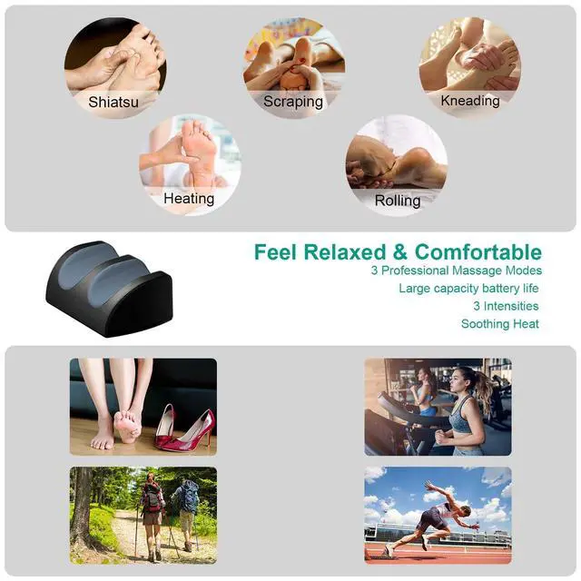 Alt view image 7 of 7 - Rechargeable Foot Massager with Heat, Cordless Shiatsu Foot Massager for Cord Remote Control, Heated Massage with Roller, Portable for Home/Office Use, Dad Gifts, Mom Gifts