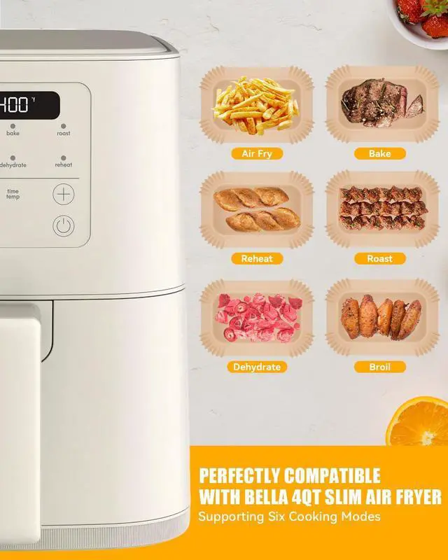 Alt view image 2 of 6 - 130PCs Air Fryer Paper Liners for bella 4Qt Slim Air Fryer(3.3lb Capacity), Rectangular Airfryer Disposable Parchment Paper Liner, Non-Stick Food-grade Air-Frier Accessories Rectangle Free of Bleach