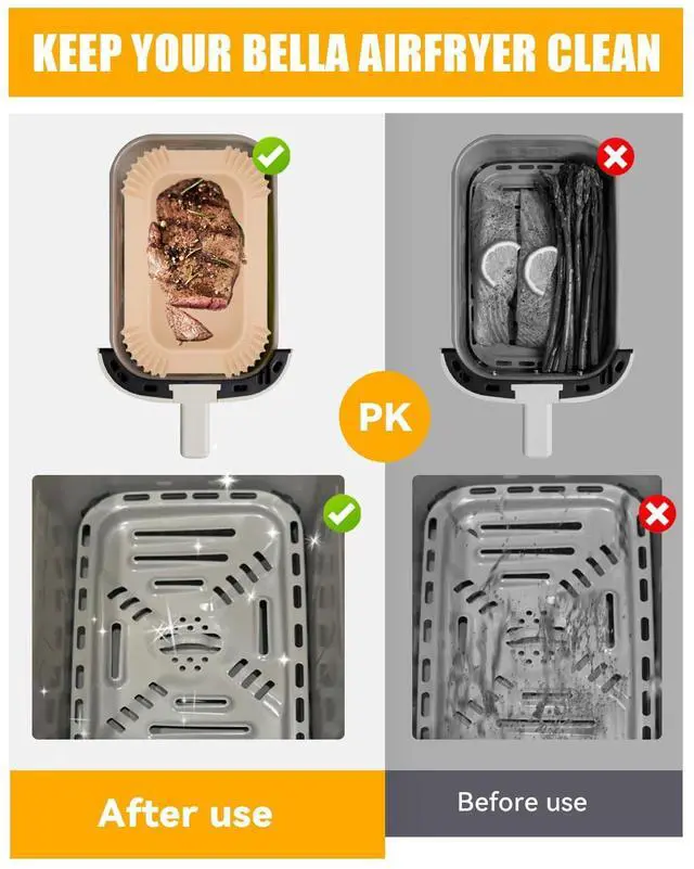 Alt view image 4 of 6 - 130PCs Air Fryer Paper Liners for bella 4Qt Slim Air Fryer(3.3lb Capacity), Rectangular Airfryer Disposable Parchment Paper Liner, Non-Stick Food-grade Air-Frier Accessories Rectangle Free of Bleach