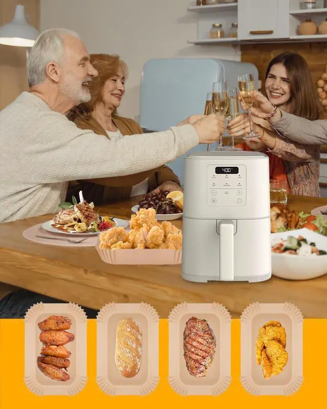 Alt view image 6 of 6 - 130PCs Air Fryer Paper Liners for bella 4Qt Slim Air Fryer(3.3lb Capacity), Rectangular Airfryer Disposable Parchment Paper Liner, Non-Stick Food-grade Air-Frier Accessories Rectangle Free of Bleach