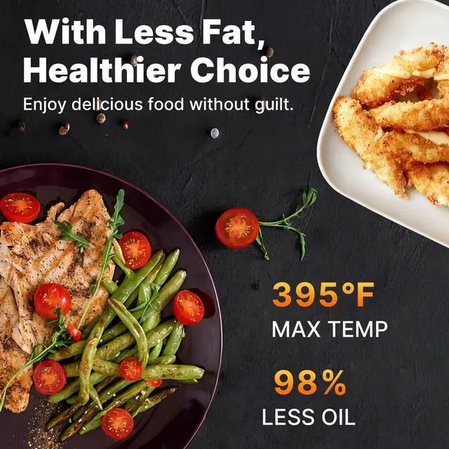 Alt view image 3 of 7 - Compact Air Fryer Small, 2.1QT, 4-in-1 Small Mini Airfryer Compact, Bake, Roast, Reheat, 98% Less Oil, Adjustable Temperature & Timer, Quiet, Nonstick & Dishwasher Safe Basket, BPA-Free, Black