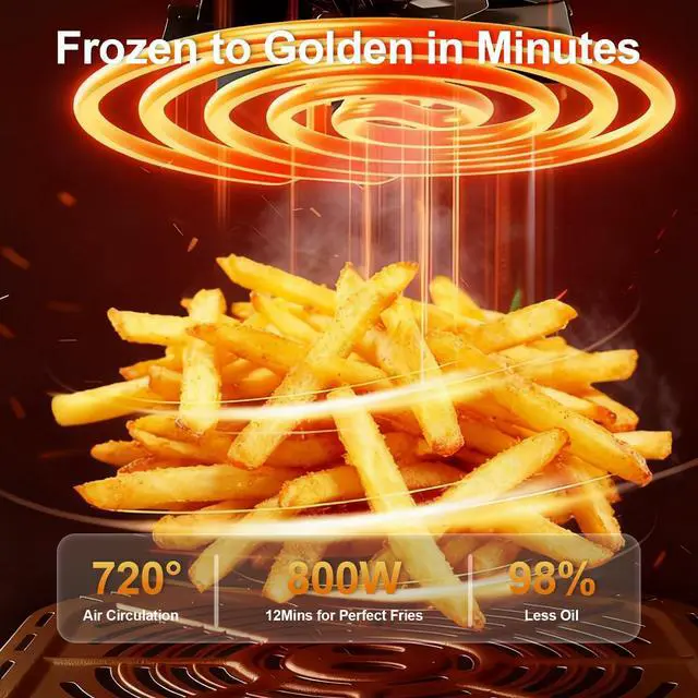 Alt view image 5 of 7 - Compact Air Fryer Small 2QT, 4-in-1 Small Mini Airfryer, Bake, Roast, Reheat, 98% Less Oil, Adjustable Temperature Control w/ 60min Timer, Quiet, Nonstick & Dishwasher Safe Basket, BPA-Free, Black