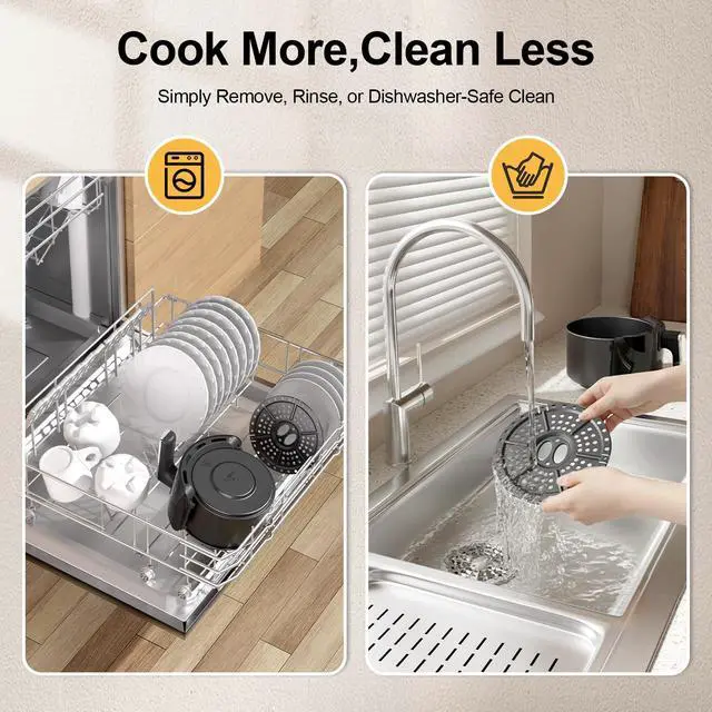 Alt view image 7 of 7 - Compact Air Fryer Small 2QT, 4-in-1 Small Mini Airfryer, Bake, Roast, Reheat, 98% Less Oil, Adjustable Temperature Control w/ 60min Timer, Quiet, Nonstick & Dishwasher Safe Basket, BPA-Free, Black