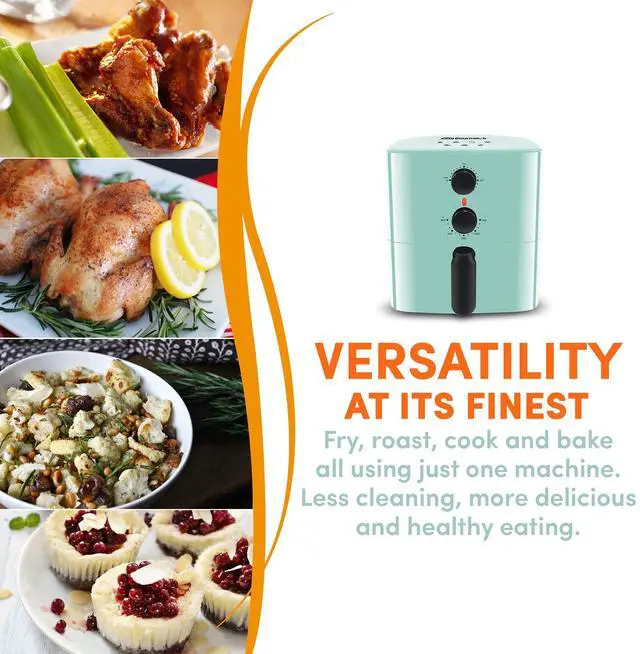 Alt view image 3 of 7 - EAF-3218BL Personal 1.1Qt Compact Space Saving Electric Hot Air Fryer Oil-Less Healthy Cooker, Timer & Temperature Controls, PFOA Free, Mint