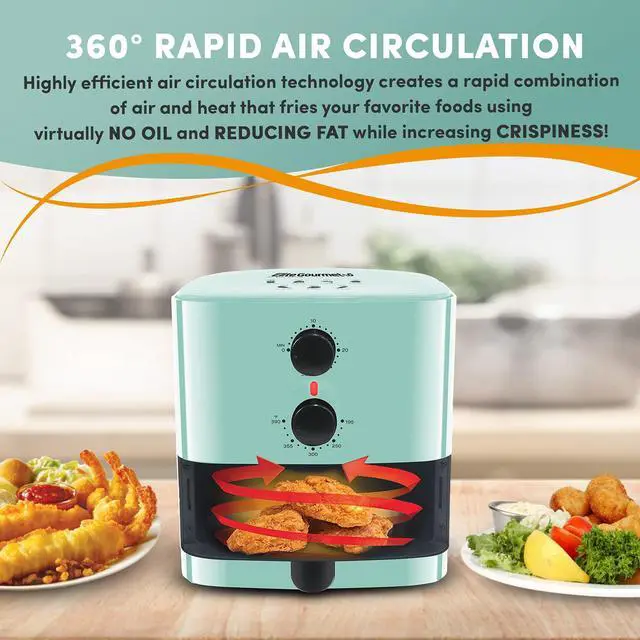 Alt view image 5 of 7 - EAF-3218BL Personal 1.1Qt Compact Space Saving Electric Hot Air Fryer Oil-Less Healthy Cooker, Timer & Temperature Controls, PFOA Free, Mint
