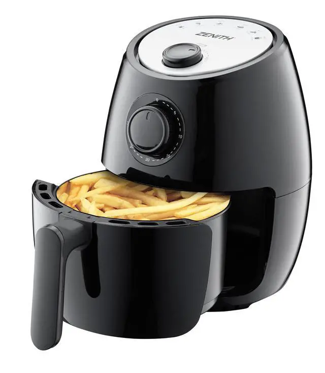 Alt view image 4 of 6 - AirMax Small, Compact Air Fryer Healthy Cooking, 2.1 Qt, Nonstick, User Friendly and Adjustable Temperature Control w/ 30 Minute Timer & Auto Shutoff, Dishwasher Safe Basket, Black (2L)