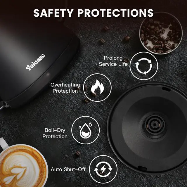 Alt view image 6 of 7 - Electric Gooseneck Kettle, 304 Stainless Steel Coffee Kettle, Auto Shutoff Anti-dry Protection, Classic Pour-over Coffee & Tea,Matte Black 1.0L-1200W Fast Boiling Water Boiler by YUIOASE