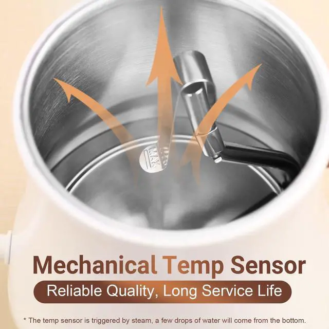 Alt view image 5 of 7 - Electric Kettle Stainless Steel Gooseneck Water Kettle Water Boiler for Pour Over Coffee Fast Heating, Auto Shut Off, 27 fl oz, 1000W, Milk White