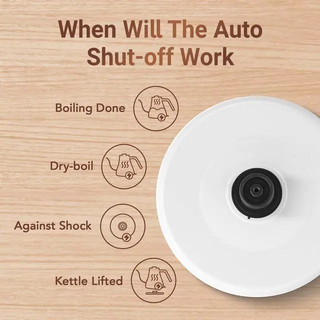 Alt view image 6 of 7 - Electric Kettle Stainless Steel Gooseneck Water Kettle Water Boiler for Pour Over Coffee Fast Heating, Auto Shut Off, 27 fl oz, 1000W, Milk White