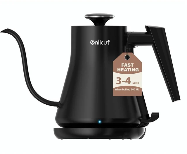 Main image of Gooseneck Electric Kettle 0.8L (27oz) - 1000W Rapid Fast Boiling Tea Kettle with Auto Shut Off & Boil-Dry Protection, Stainless Steel Leak-Proof Water Boiler for Pour Over Coffee, Black