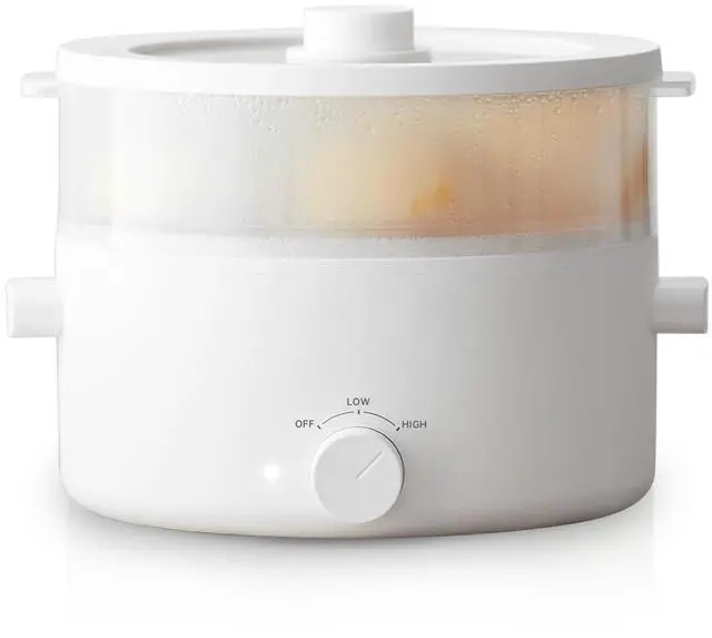 Main image of . Electric Steamer for Cooking, 2L Ceramic Glaze Non-stick Pot, Dual Power Multi-functional Electric Cooker, Suitable for Steak, Pasta, Hot Pot, Ramen, Quick Heating and Overheat