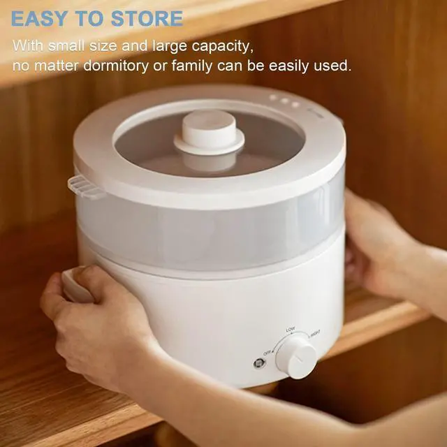 Alt view image 6 of 6 - . Electric Steamer for Cooking, 2L Ceramic Glaze Non-stick Pot, Dual Power Multi-functional Electric Cooker, Suitable for Steak, Pasta, Hot Pot, Ramen, Quick Heating and Overheat