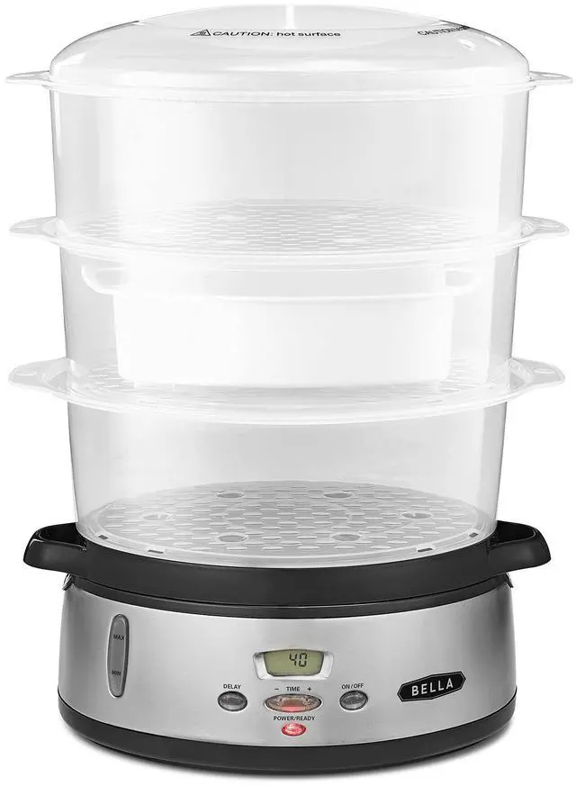 Main image of 9.5 QT Triple Tier Digital Food Steamer, Healthy Fast Simultaneous Cooking, Stackable Baskets for Vegetables or Meats, Rice/Grains Tray, Auto Shutoff & Boil Dry Protection, Stainless Steel