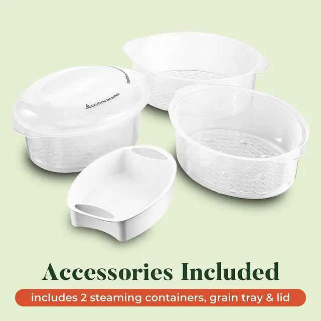 Alt view image 4 of 6 - 9.5 QT Triple Tier Digital Food Steamer, Healthy Fast Simultaneous Cooking, Stackable Baskets for Vegetables or Meats, Rice/Grains Tray, Auto Shutoff & Boil Dry Protection, Stainless Steel