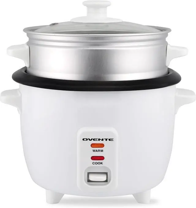 Main image of Electric Rice Cooker and Food Steamer 10-Cup Cooked Capacity (5 Cups Uncooked), Nonstick Removable Pot, Keep Warm Function, Steaming Basket, Measuring Cup & Spatula Included, White RCS01W