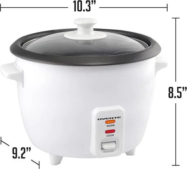Alt view image 7 of 7 - Electric Rice Cooker and Food Steamer 10-Cup Cooked Capacity (5 Cups Uncooked), Nonstick Removable Pot, Keep Warm Function, Steaming Basket, Measuring Cup & Spatula Included, White RCS01W