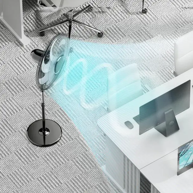 Alt view image 4 of 7 - Oscillating Pedestal Fan with Remote Control 12H Timer Portable Adjustable Height 6 Blades Quiet Air Circulator Standing Floor Fan for Bedroom Home Black