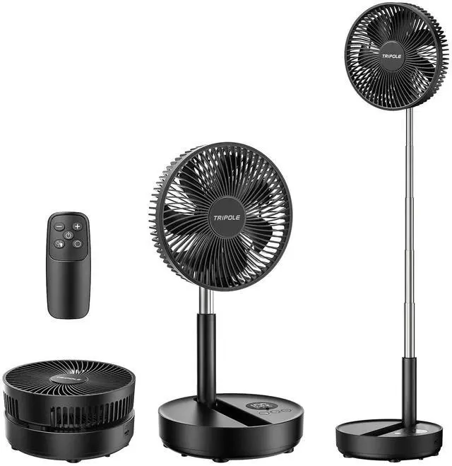 Main image of Portable Standing Fan, 8000mAh Rechargeable Oscillating Fan with Remote, 8.1'' Quiet Pedestal Floor Fan with LED Display & Timer, Foldable Small Desk Fans for Bedroom, Office, Camping, Travel