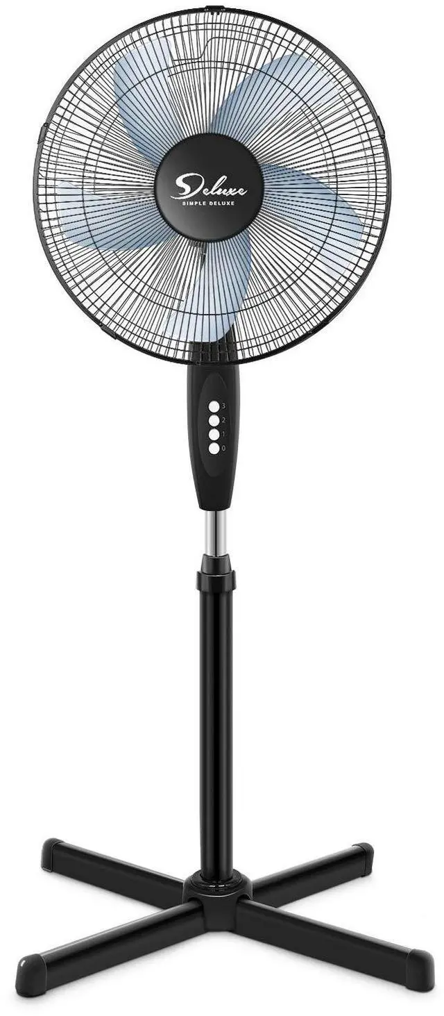 Main image of Oscillating 16'' 3 Adjustable Speed Pedestal Stand Fan for Indoor, Bedroom, Living Room, Home Office & College Dorm Use, 16 Inch, Black