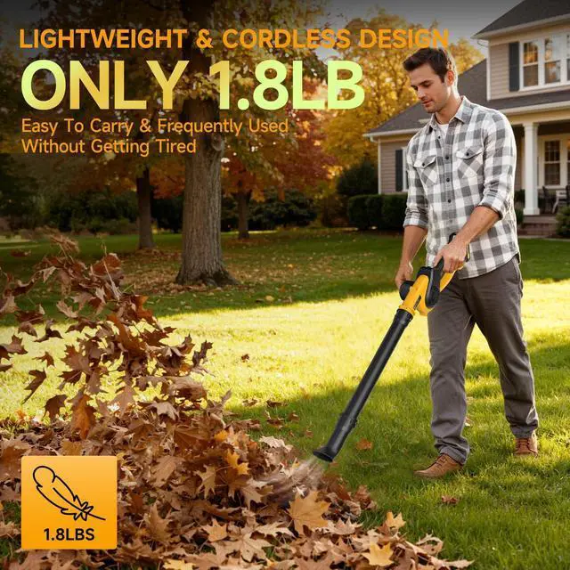 Alt view image 4 of 7 - Leaf Blower Cordless with 2 Batteries and Fast Charger, 210 MPH Battery Powered Blower with 3 Nozzles, 3 Speed Modes, Lightweight & Small Electric Leaf Blowers for Lawn Care, House, Leaves, Dust, Snow