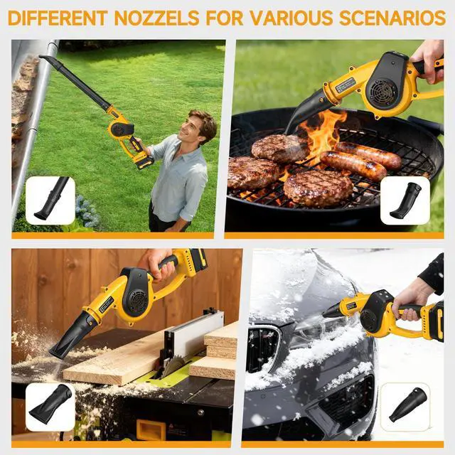 Alt view image 5 of 7 - Leaf Blower Cordless with 2 Batteries and Fast Charger, 210 MPH Battery Powered Blower with 3 Nozzles, 3 Speed Modes, Lightweight & Small Electric Leaf Blowers for Lawn Care, House, Leaves, Dust, Snow