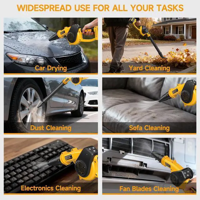 Alt view image 6 of 7 - Leaf Blower Cordless with 2 Batteries and Fast Charger, 210 MPH Battery Powered Blower with 3 Nozzles, 3 Speed Modes, Lightweight & Small Electric Leaf Blowers for Lawn Care, House, Leaves, Dust, Snow