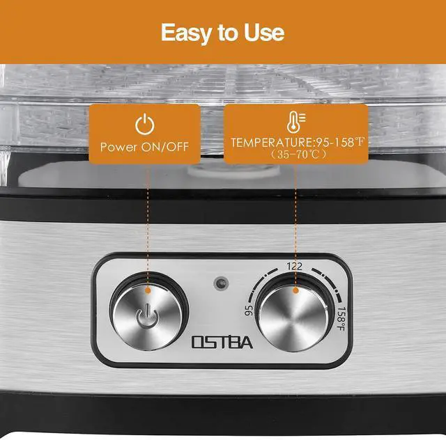 Alt view image 2 of 7 - Food Dehydrator, Dehydrator for Food and Jerky, Fruits, Herbs, Veggies, Temperature Control Electric Food Dryer Machine, 5 BPA-Free Trays Dishwasher Safe, 240W, Recipe Book Included