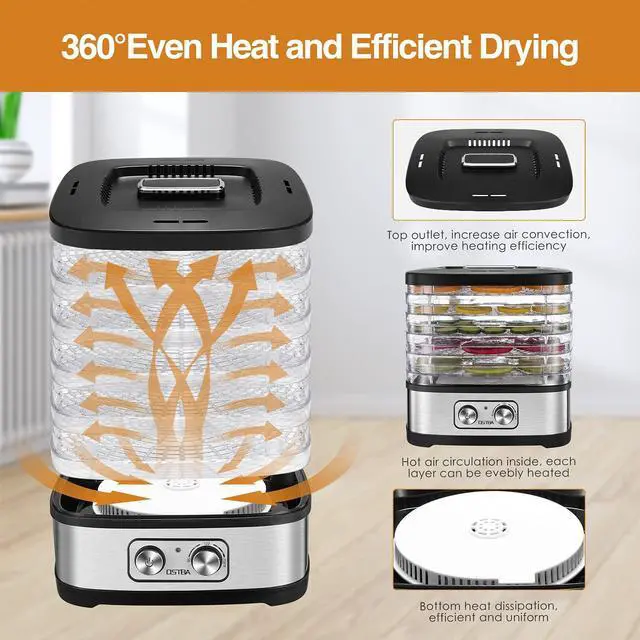 Alt view image 3 of 7 - Food Dehydrator, Dehydrator for Food and Jerky, Fruits, Herbs, Veggies, Temperature Control Electric Food Dryer Machine, 5 BPA-Free Trays Dishwasher Safe, 240W, Recipe Book Included