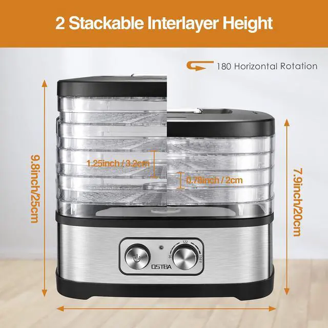 Alt view image 5 of 7 - Food Dehydrator, Dehydrator for Food and Jerky, Fruits, Herbs, Veggies, Temperature Control Electric Food Dryer Machine, 5 BPA-Free Trays Dishwasher Safe, 240W, Recipe Book Included