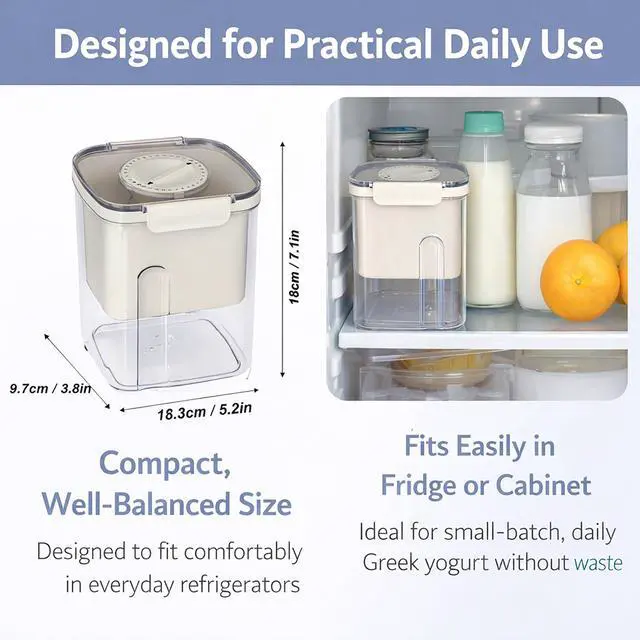 Alt view image 2 of 7 - Yogurt Dehydrator, Small-Batch Greek Yogurt Maker with Built-In Date Reminder Fresh, Simple & Just the Right Amount Food-Grade BPA-Free Materials