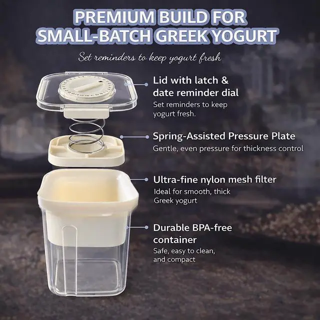 Alt view image 3 of 7 - Yogurt Dehydrator, Small-Batch Greek Yogurt Maker with Built-In Date Reminder Fresh, Simple & Just the Right Amount Food-Grade BPA-Free Materials