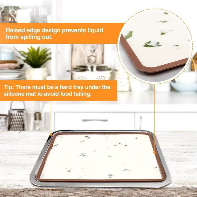 Alt view image 6 of 7 - 4 Silicone Dehydrator Mats & 6 Mesh Dehydrator Sheets, Reusable Non-stick Tray Liner with Edge, Compatible with Cosori CP267-FD for Fruits Meat Vegetables(Pack of 10)