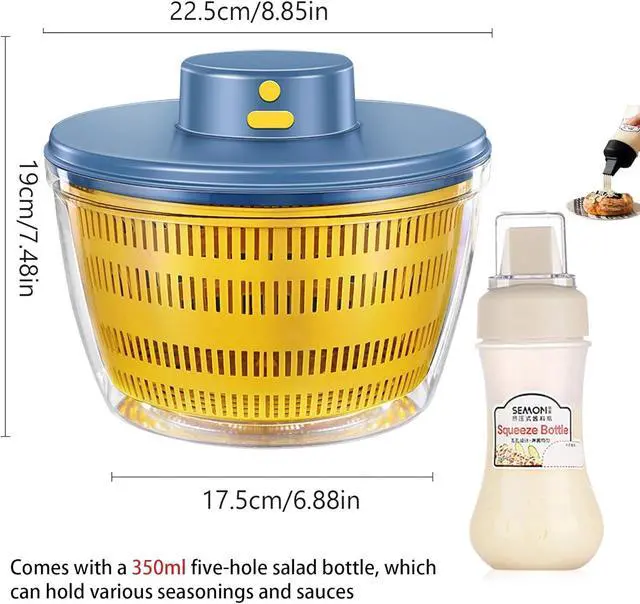 Alt view image 3 of 7 - Electric Salad Spinner 4.2-Quart Lettuce spinner,Fruit cleaner spinner Vegetable Dryer,Fruit Washer with Bowl and Colander,Salad Dryer Mixer for Vegetables,Greens, Herbs, Berries