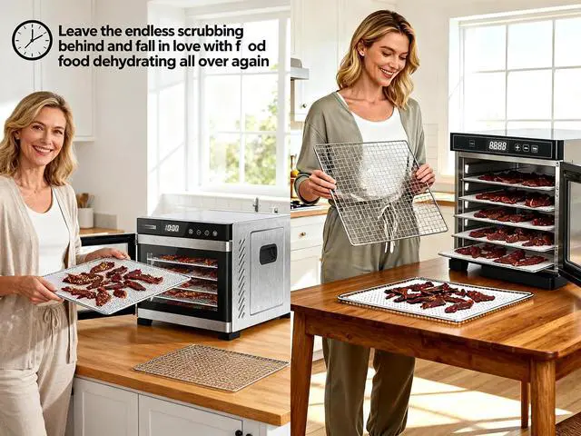 Alt view image 4 of 7 - Silicone Dehydrator Tray Liners Compatible with Cosori C267-FD Food Dehydrator, 12x13 inch 6-Pack Reusable NonStick Mesh Dehydrator Sheets - Jerky Herbs & Fruit