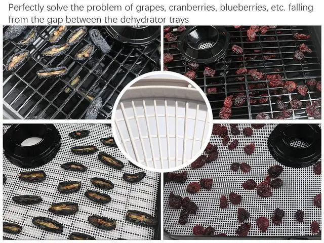 Alt view image 6 of 7 - Silicone Dehydrator Tray Liners Compatible with Cosori C267-FD Food Dehydrator, 12x13 inch 6-Pack Reusable NonStick Mesh Dehydrator Sheets - Jerky Herbs & Fruit