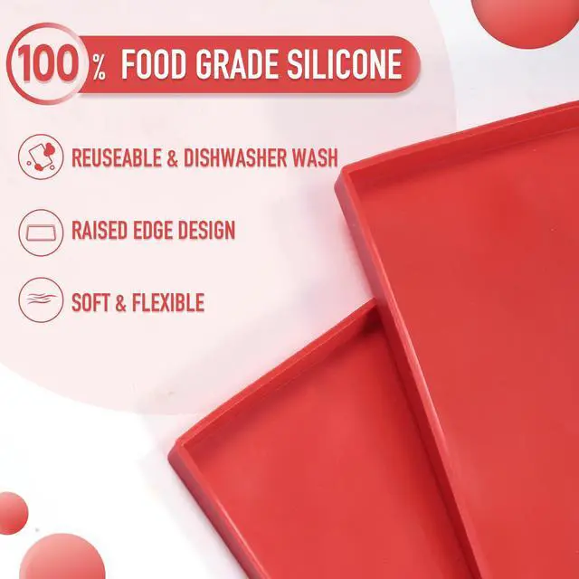 Alt view image 4 of 7 - 8PCS Silicone Dehydrator Trays for Fruit Leather 12 x 10 Inch Non-stick Dehydrator Mats with Edge for Fruit Vegetables Meat Herbs Liquid Crackers with Silicone Scraper and Cutter Wheel