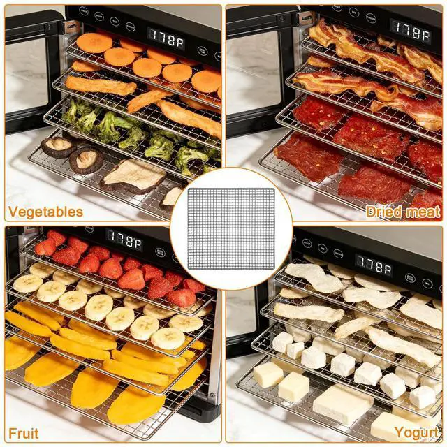Alt view image 7 of 7 - Dehydrator Accessories for COSORI Food Dehydrator 5PCS Stainless Steel Trays Dryer Machine, 9.6''(L)×9''(W)×0.8''(H) Mesh Trays for COSORI Food Dehydrator, Dishwasher Safe