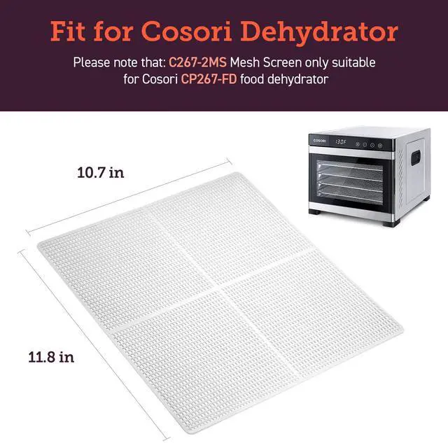 Alt view image 3 of 7 - Food Dehydrator Accessories, Mesh Screen Sheets for 6 Trays CP267-FD and Other Models, BPA-Free, C267-2MS, 2 Pack