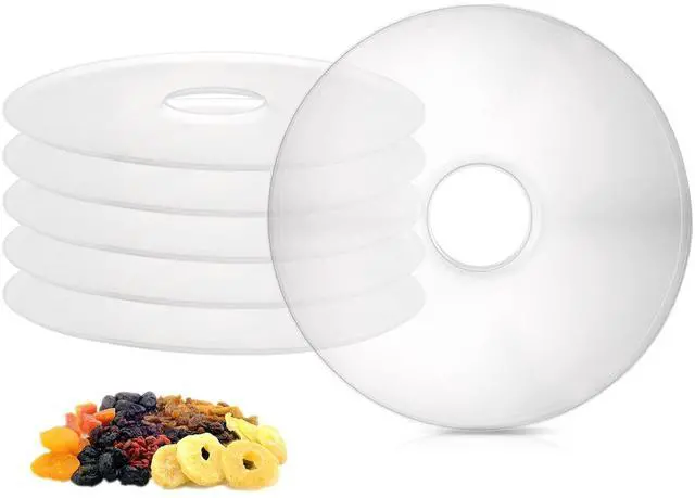 Main image of 6 Pack Fruit Roll Sheets, Round Plastic Dehydrator Sheets with Edges, Reusable Dryer Mats for Fruit Leather, Meat, Beef jerky, Herb, Vegetable, BPA-Free