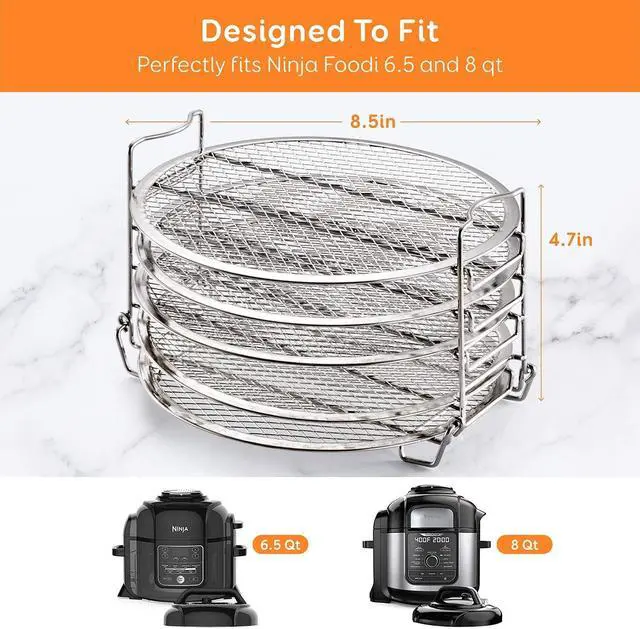 Alt view image 6 of 7 - Dehydrator Rack Stainless Steel Stand Accessories Compatible with Ninja Foodi Pressure Cooker and Air Fryer 6.5 and 8 Quart, Instant Pot Air Fryer 8 Qt
