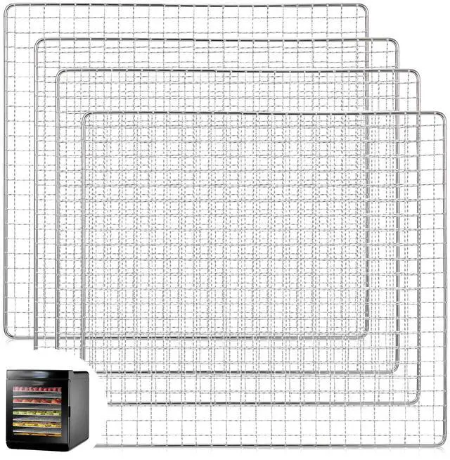Main image of 13 x 12 Inches Dehydrator Trays Compatible with CP267-FD Only Stainless Steel Dehydrator Drying Mesh Screens Stainless Steel Tray for Drying Fruit Food(4 Pcs)