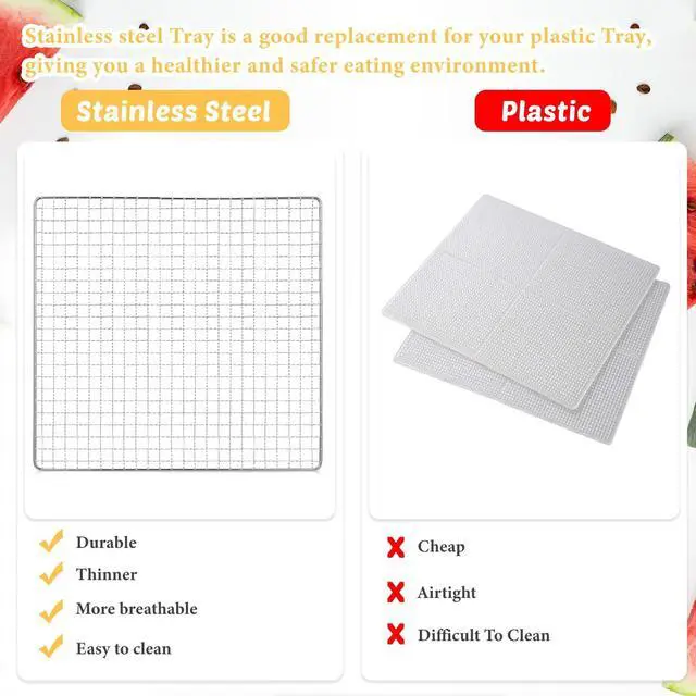 Alt view image 3 of 7 - 13 x 12 Inches Dehydrator Trays Compatible with CP267-FD Only Stainless Steel Dehydrator Drying Mesh Screens Stainless Steel Tray for Drying Fruit Food(4 Pcs)