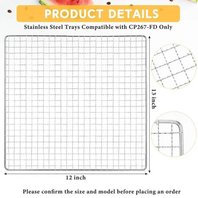 Alt view image 2 of 7 - 13 x 12 Inches Dehydrator Trays Compatible with CP267-FD Only Stainless Steel Dehydrator Drying Mesh Screens Stainless Steel Tray for Drying Fruit Food(4 Pcs)