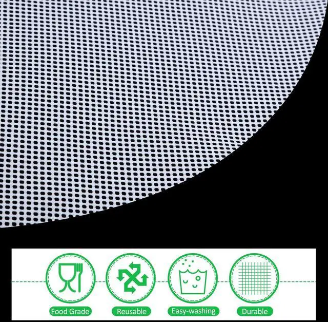 Alt view image 3 of 7 - 4 Pcs 13 Inch Round Silicone Dehydrator Sheets Non Stick Food Dehydrator Mats Reusable Silicone Steamer Mesh Baking Mat for Fruit Dryer