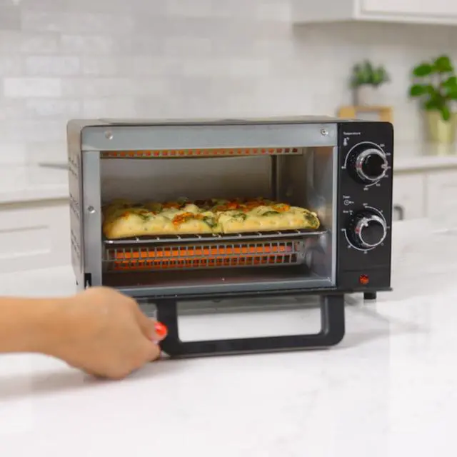 Alt view image 2 of 7 - Total Chef Toaster Oven - Countertop Oven for Toast, Bake, Broil, Pizza, Compact Size For Small Kitchen, Appliance with Timer, Black